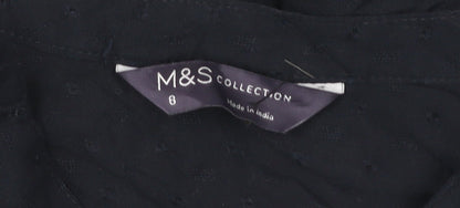 Marks and Spencer Womens Black Viscose Blouse Size 8 Tunic Style
