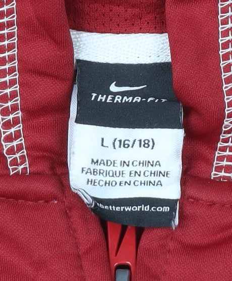 Nike Teens Red Therma-Fit Full Zip Hooded Sports Jacket Size 16