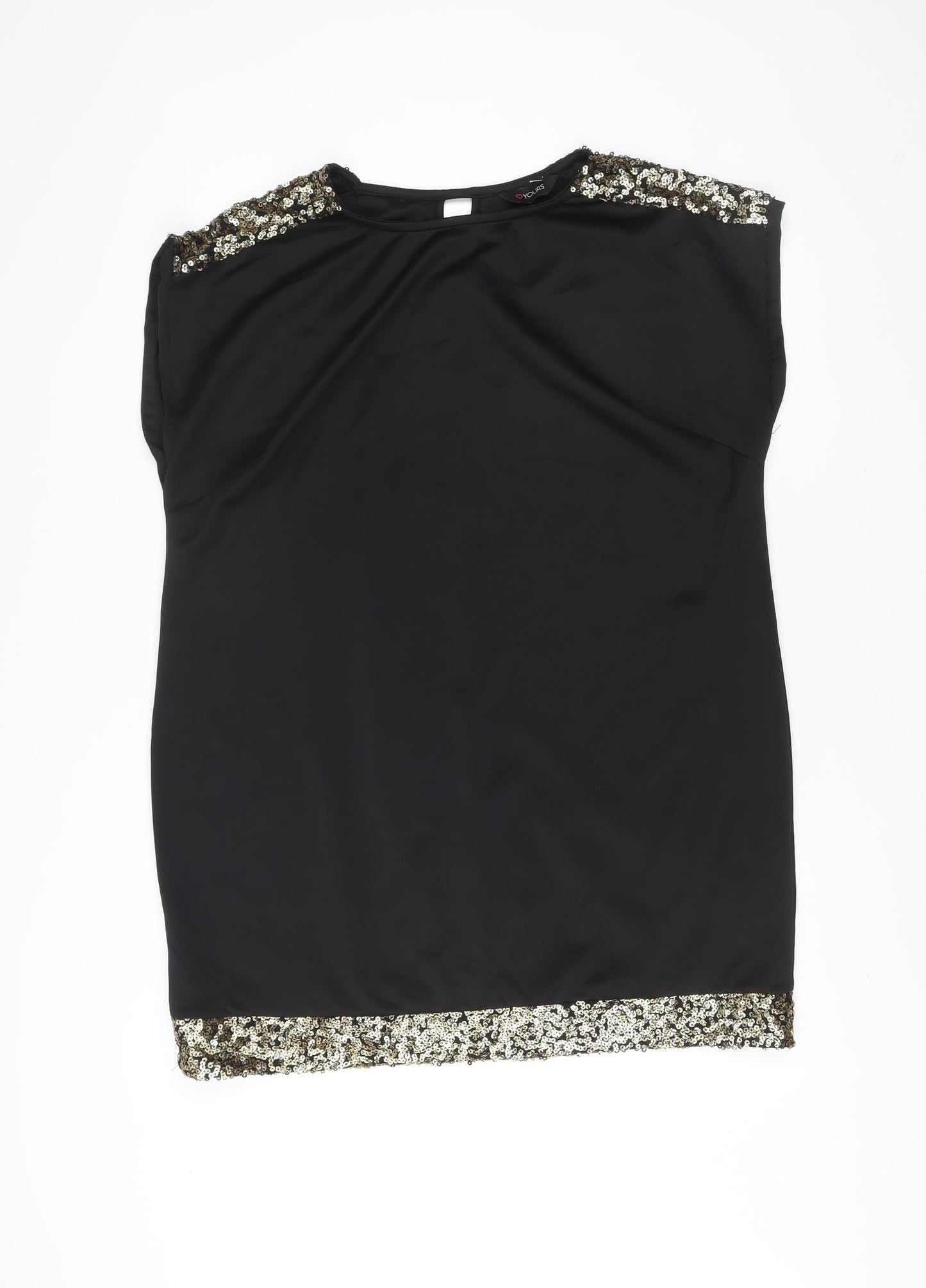 Yours Women Black Sequin Trim Plus Size 18 Shift Dress