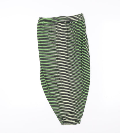 Boohoo Women’s Green Black Striped Tulip Midi Skirt Size 8