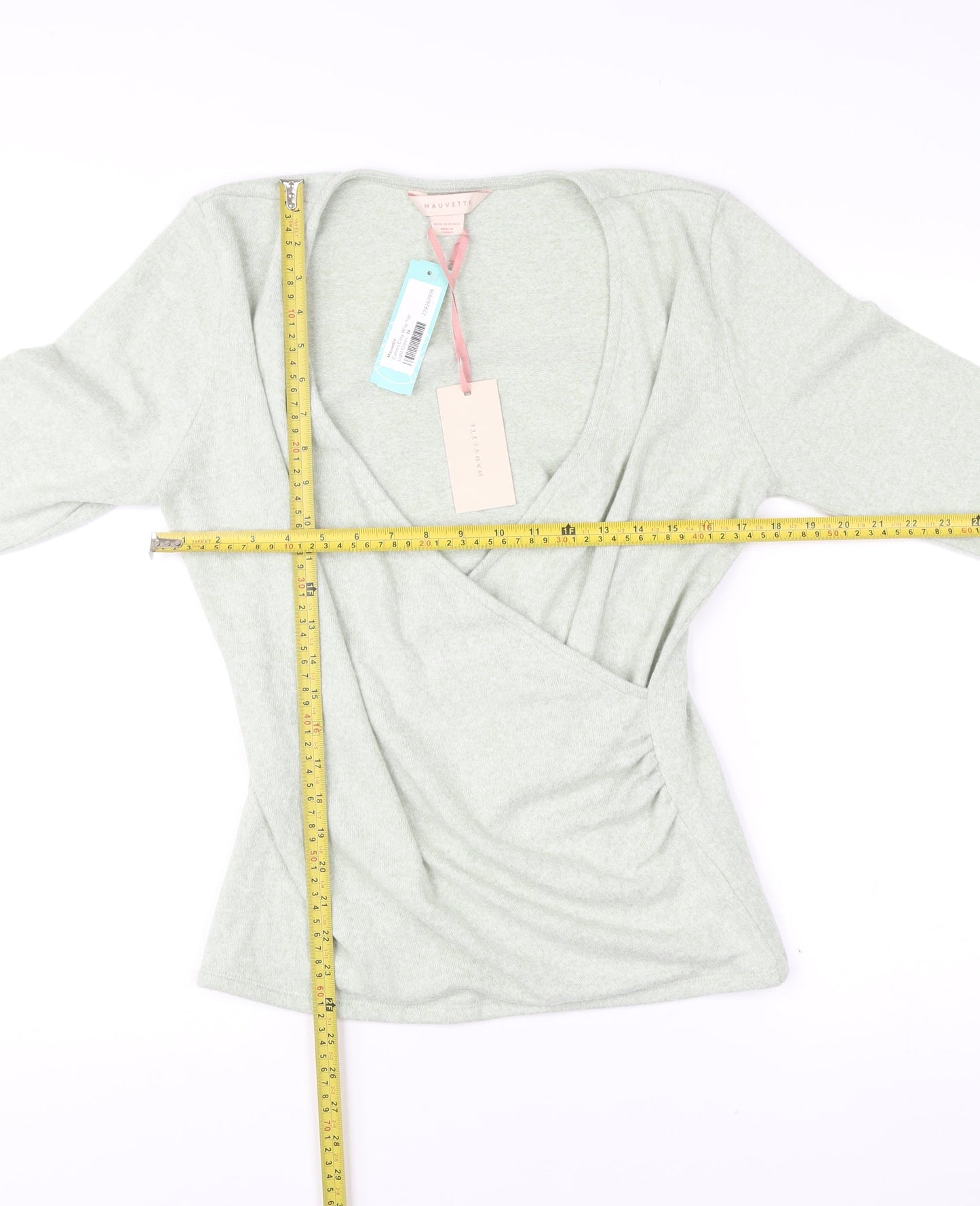 Mauvette Women’s Green Wrap Jumper UK 14 V-Neck Long Sleeve