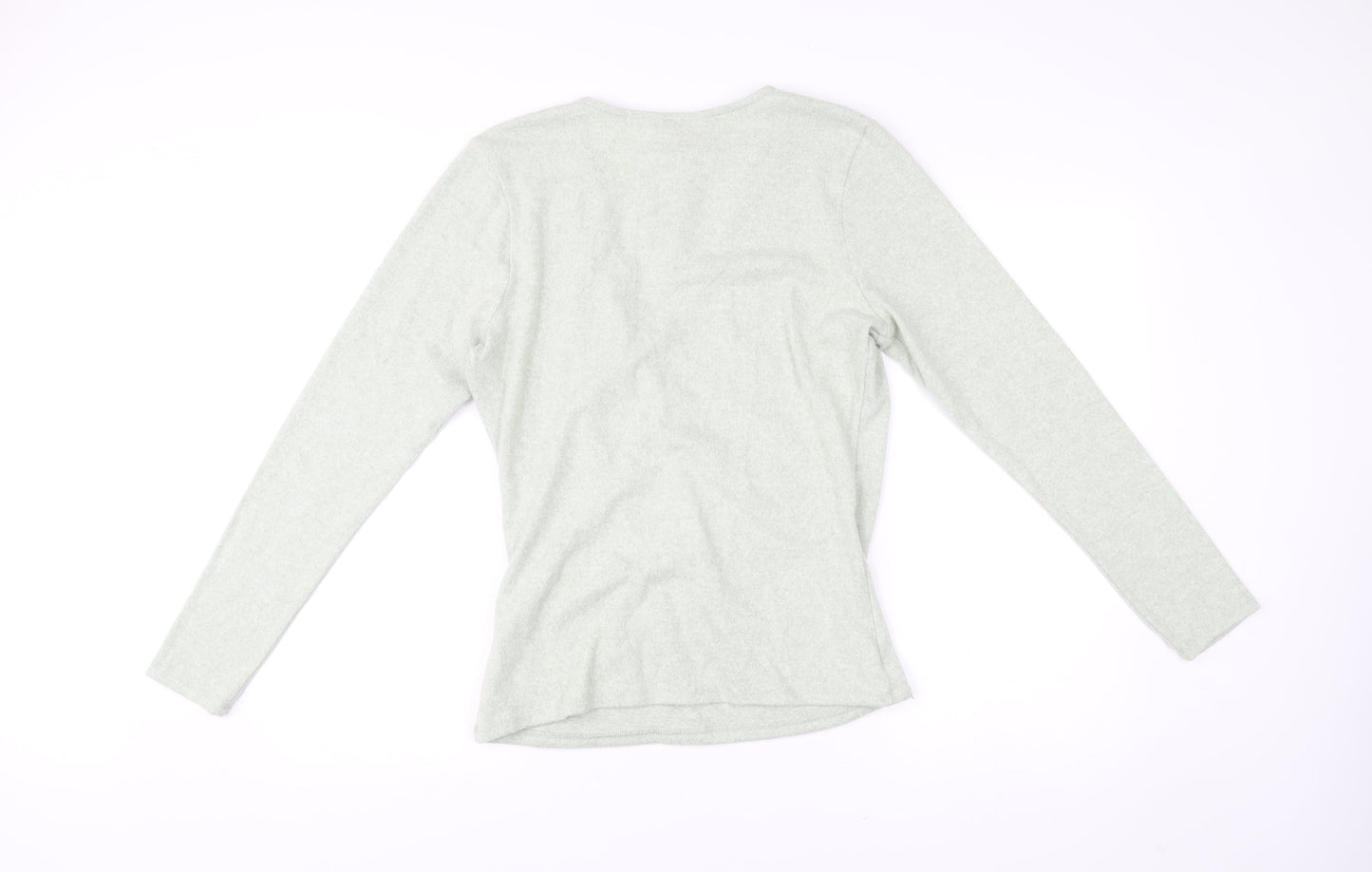 Mauvette Women’s Green Wrap Jumper UK 14 V-Neck Long Sleeve