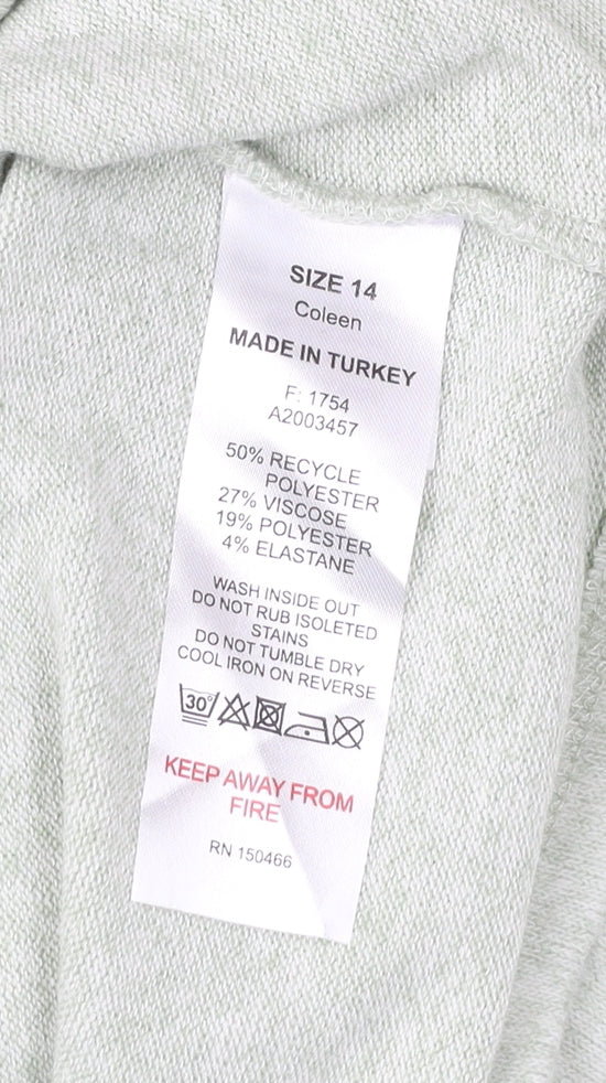 Mauvette Women’s Green Wrap Jumper UK 14 V-Neck Long Sleeve