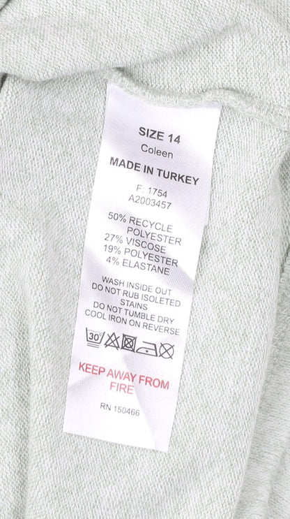 Mauvette Women’s Green Wrap Jumper UK 14 V-Neck Long Sleeve