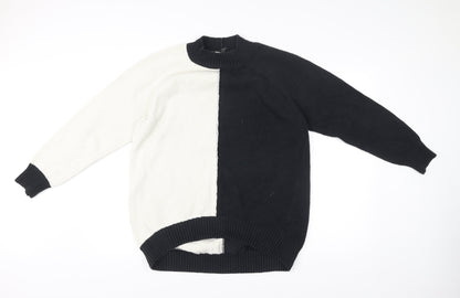 Next Women’s Black White Pullover Jumper M Mock Neck Knit