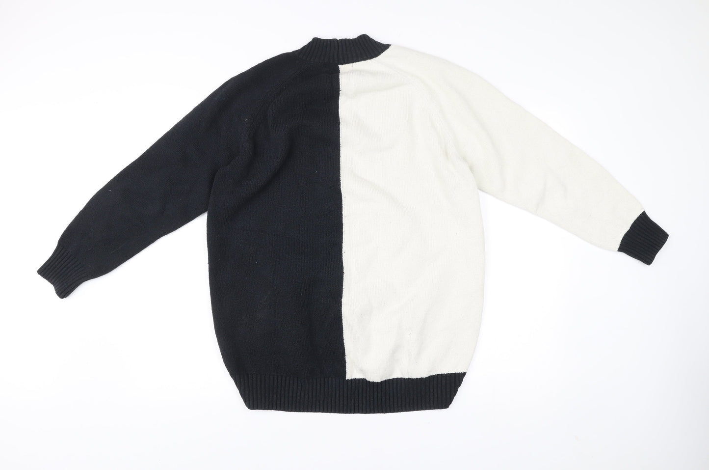 Next Women’s Black White Pullover Jumper M Mock Neck Knit