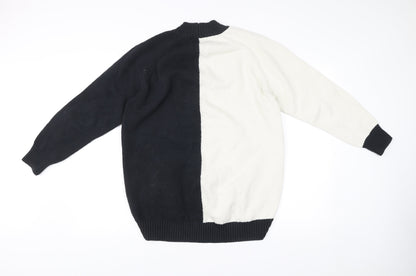 Next Women’s Black White Pullover Jumper M Mock Neck Knit