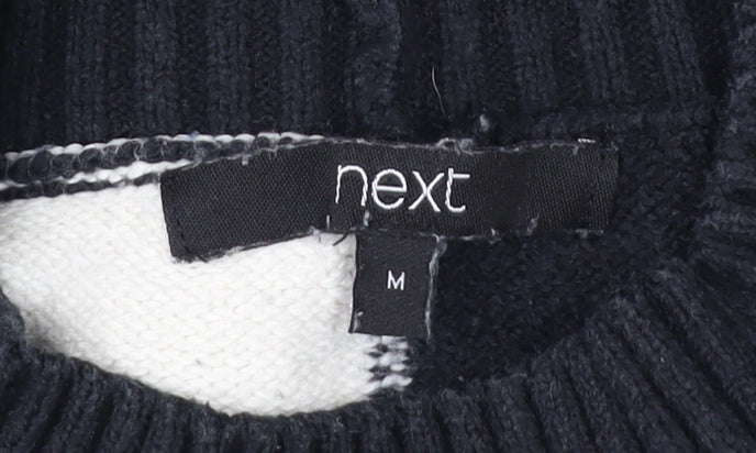 Next Women’s Black White Pullover Jumper M Mock Neck Knit