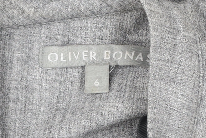 Oliver Bonas Women’s Grey Shift Dress Size 6 Ruffle Sleeve Workwear