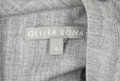Oliver Bonas Women’s Grey Shift Dress Size 6 Ruffle Sleeve Workwear