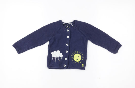 Joules Unisex Baby Blue Cardigan 12-18 Months Knit Weather Design