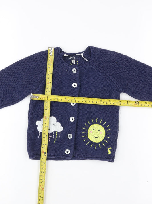 Joules Unisex Baby Blue Cardigan 12-18 Months Knit Weather Design