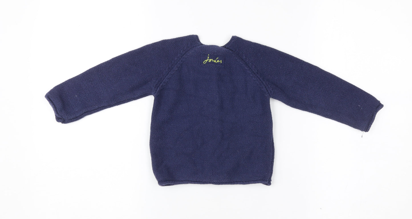 Joules Unisex Baby Blue Cardigan 12-18 Months Knit Weather Design