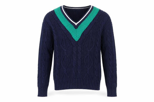 Van Heusen Mens Blue Cable-Knit V-Neck Pullover Jumper M