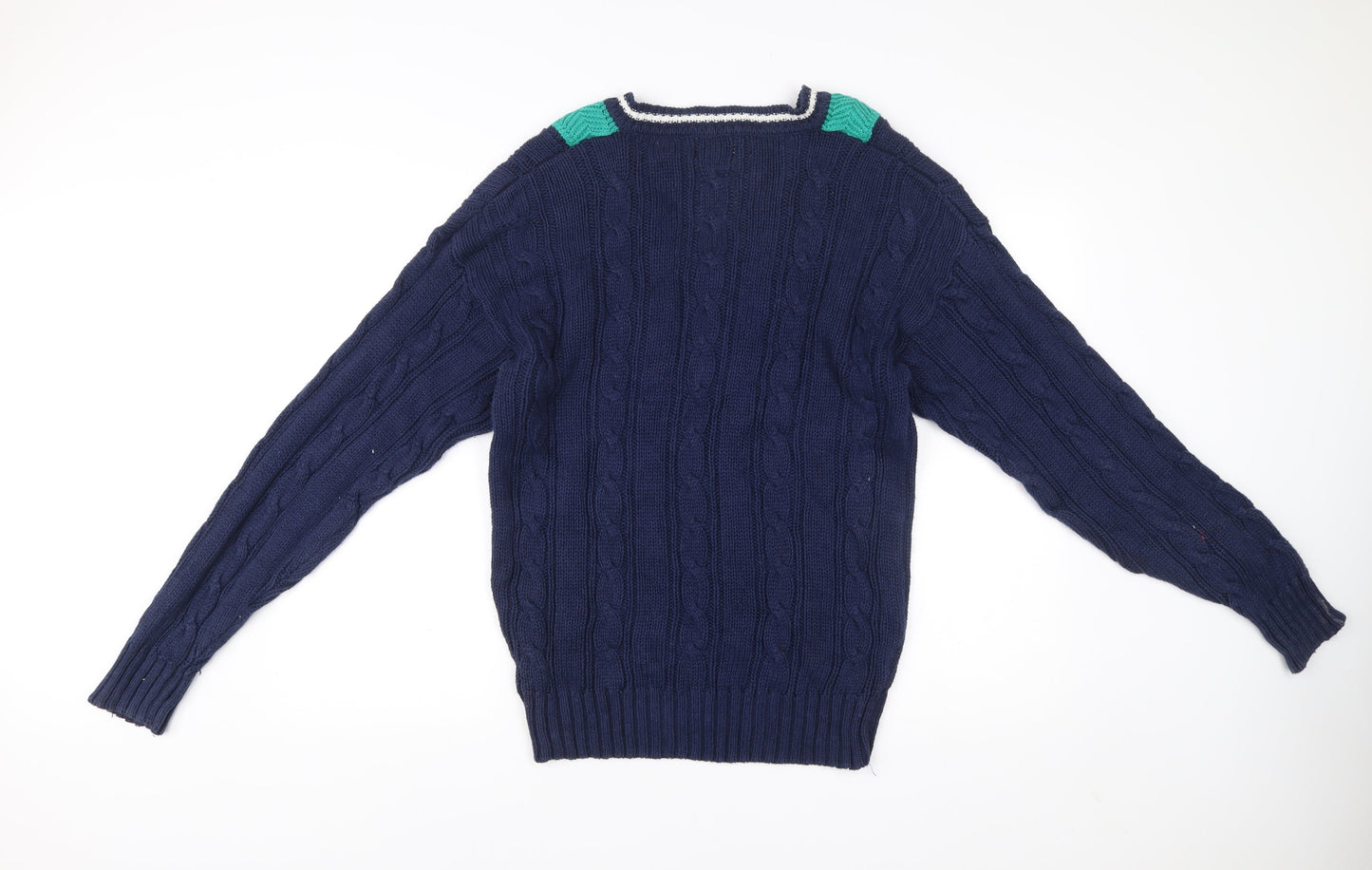 Van Heusen Mens Blue Cable-Knit V-Neck Pullover Jumper M