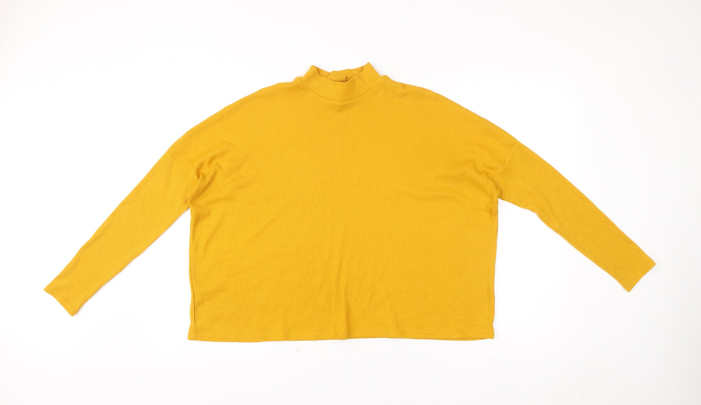 H&M Divided Womens Yellow Mock Neck Jumper Size 12 Relaxed Fit
