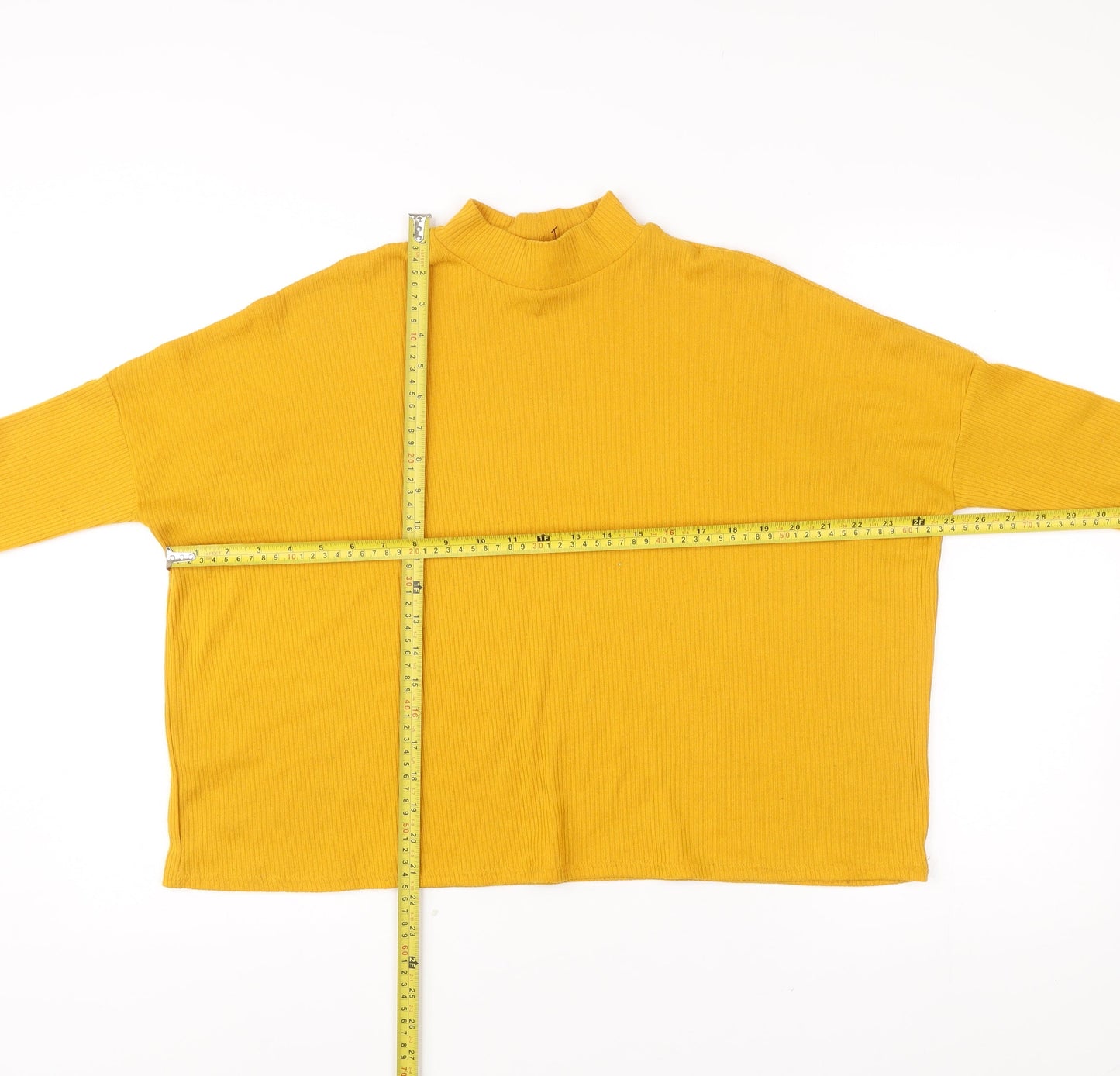 H&M Divided Womens Yellow Mock Neck Jumper Size 12 Relaxed Fit