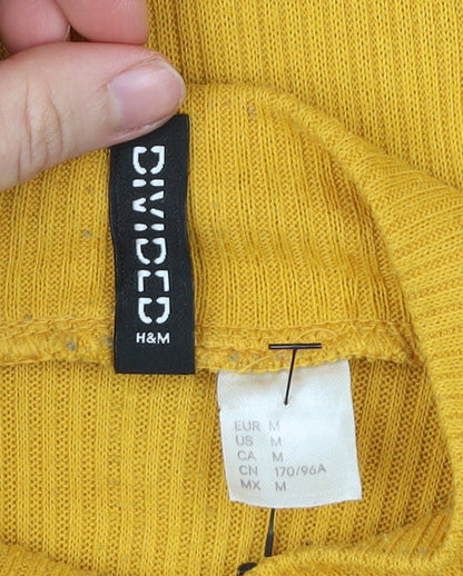 H&M Divided Womens Yellow Mock Neck Jumper Size 12 Relaxed Fit
