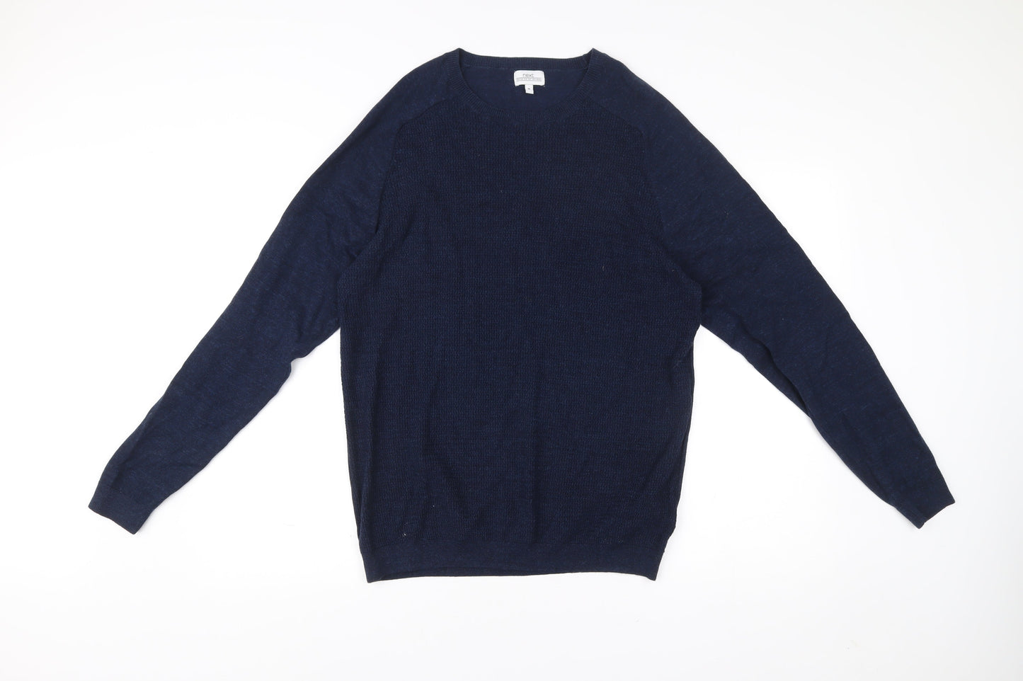 Next Men’s Blue Cotton Blend Pullover Jumper Medium Crew Neck