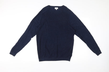 Next Men’s Blue Cotton Blend Pullover Jumper Medium Crew Neck