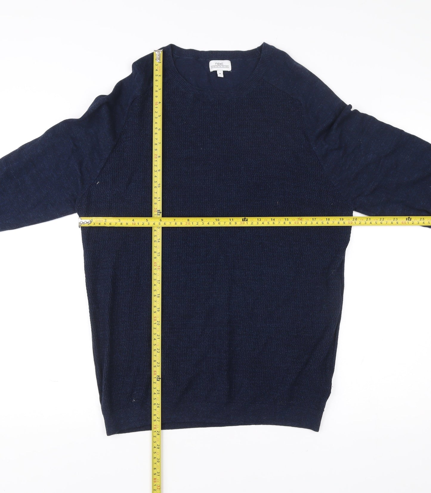 Next Men’s Blue Cotton Blend Pullover Jumper Medium Crew Neck