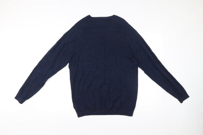 Next Men’s Blue Cotton Blend Pullover Jumper Medium Crew Neck