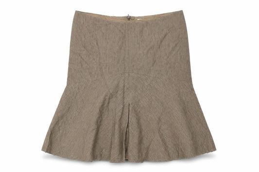 Next Womens Brown Linen Blend A-Line Skirt Size 16 Knee Length
