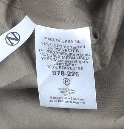 Next Womens Brown Linen Blend A-Line Skirt Size 16 Knee Length