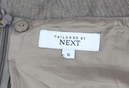 Next Womens Brown Linen Blend A-Line Skirt Size 16 Knee Length