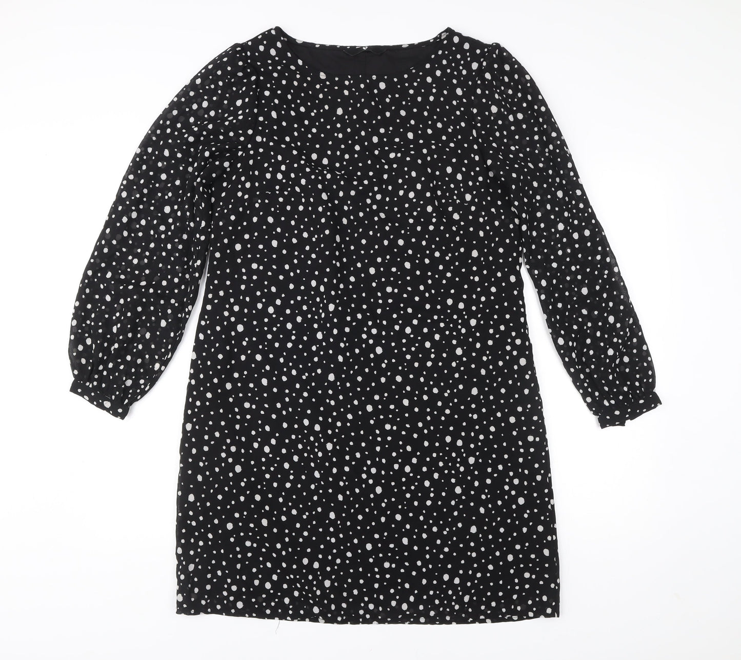 Very Women’s Black Polka Dot Shift Dress Size 12 Long Sleeve