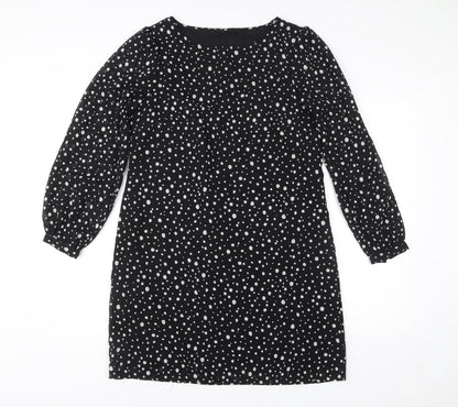 Very Women’s Black Polka Dot Shift Dress Size 12 Long Sleeve