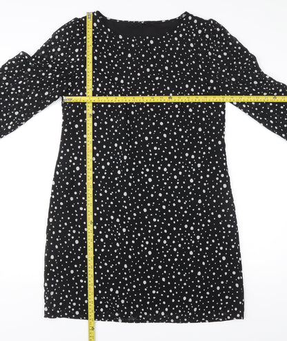 Very Women’s Black Polka Dot Shift Dress Size 12 Long Sleeve
