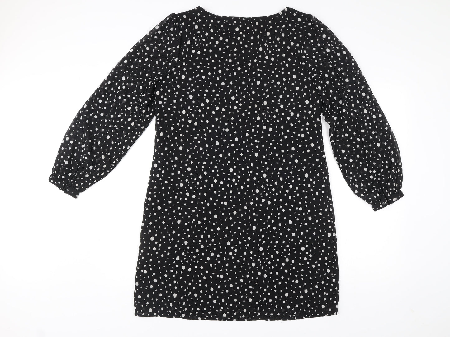 Very Women’s Black Polka Dot Shift Dress Size 12 Long Sleeve