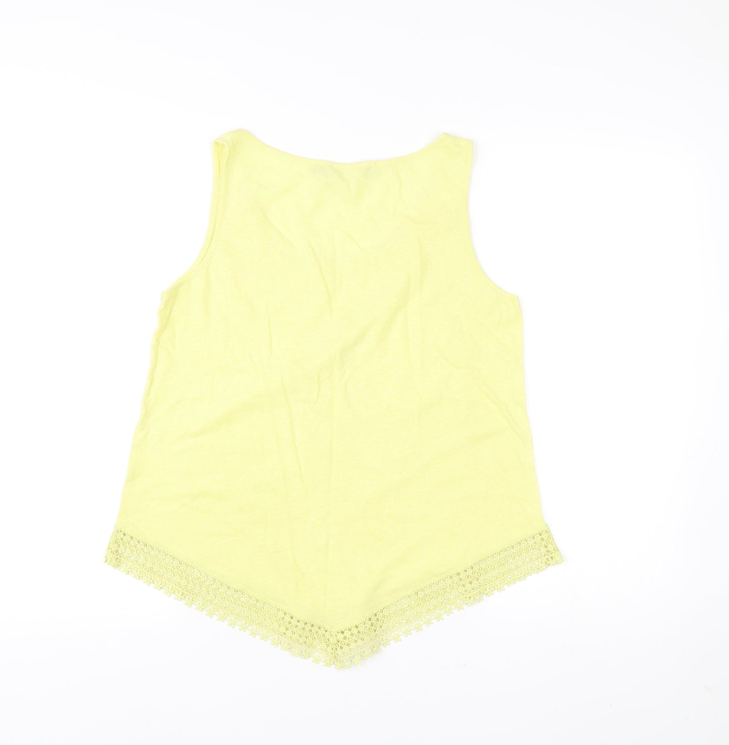 Principles by Ben de Lisi Women Yellow Tank Top Size 14 Crochet Hem
