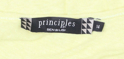 Principles by Ben de Lisi Women Yellow Tank Top Size 14 Crochet Hem