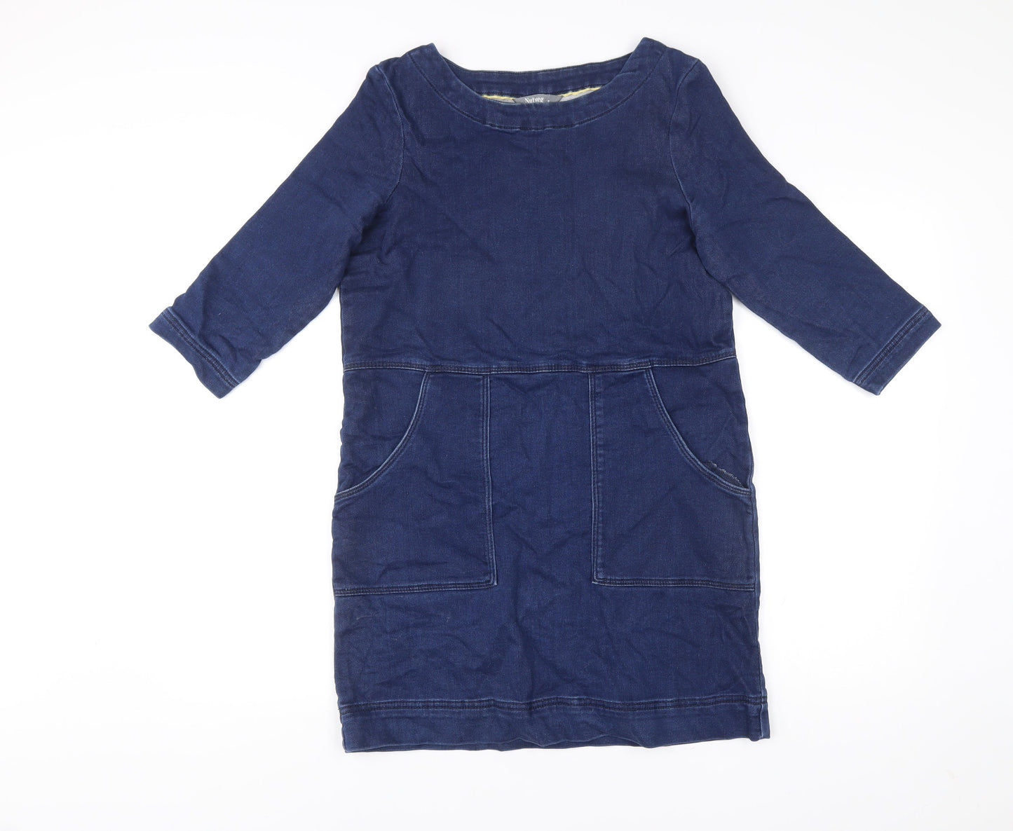 Nutmeg Women’s Blue Shift Denim Dress Size 8 Knee Length 3/4 Sleeve