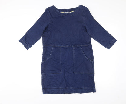 Nutmeg Women’s Blue Shift Denim Dress Size 8 Knee Length 3/4 Sleeve