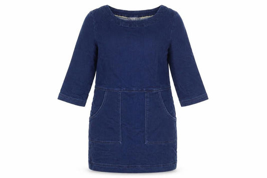 Nutmeg Women’s Blue Shift Denim Dress Size 8 Knee Length 3/4 Sleeve