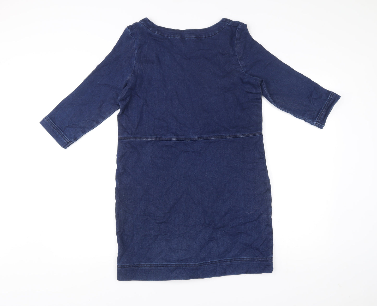 Nutmeg Women’s Blue Shift Denim Dress Size 8 Knee Length 3/4 Sleeve