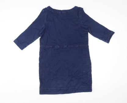 Nutmeg Women’s Blue Shift Denim Dress Size 8 Knee Length 3/4 Sleeve