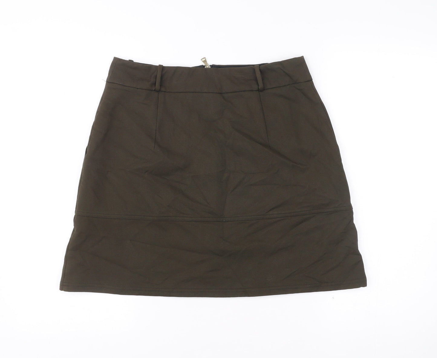 River Island Women’s Green Short Pencil Skirt Size 12 High Rise Zip