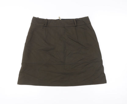 River Island Women’s Green Short Pencil Skirt Size 12 High Rise Zip