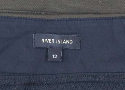 River Island Women’s Green Short Pencil Skirt Size 12 High Rise Zip