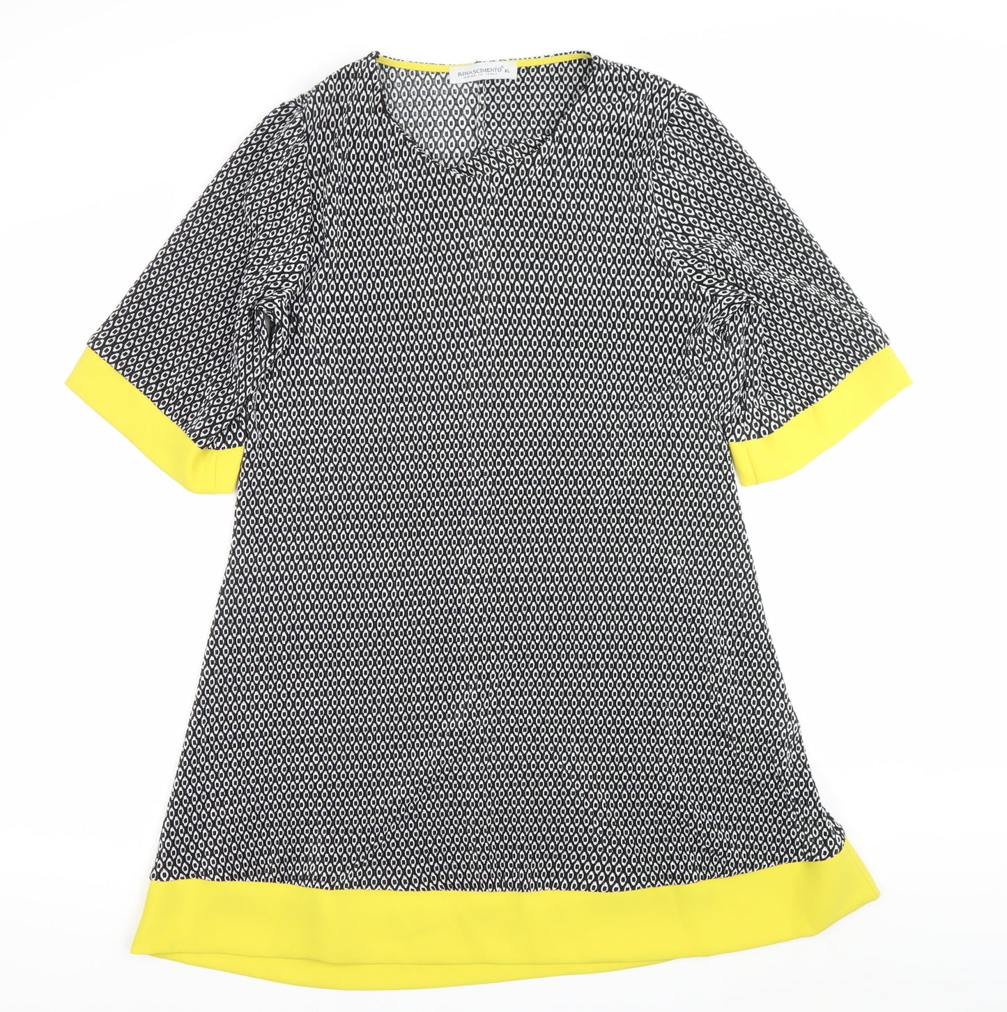 Rinascimento Women’s XL Black White Yellow Shift Dress