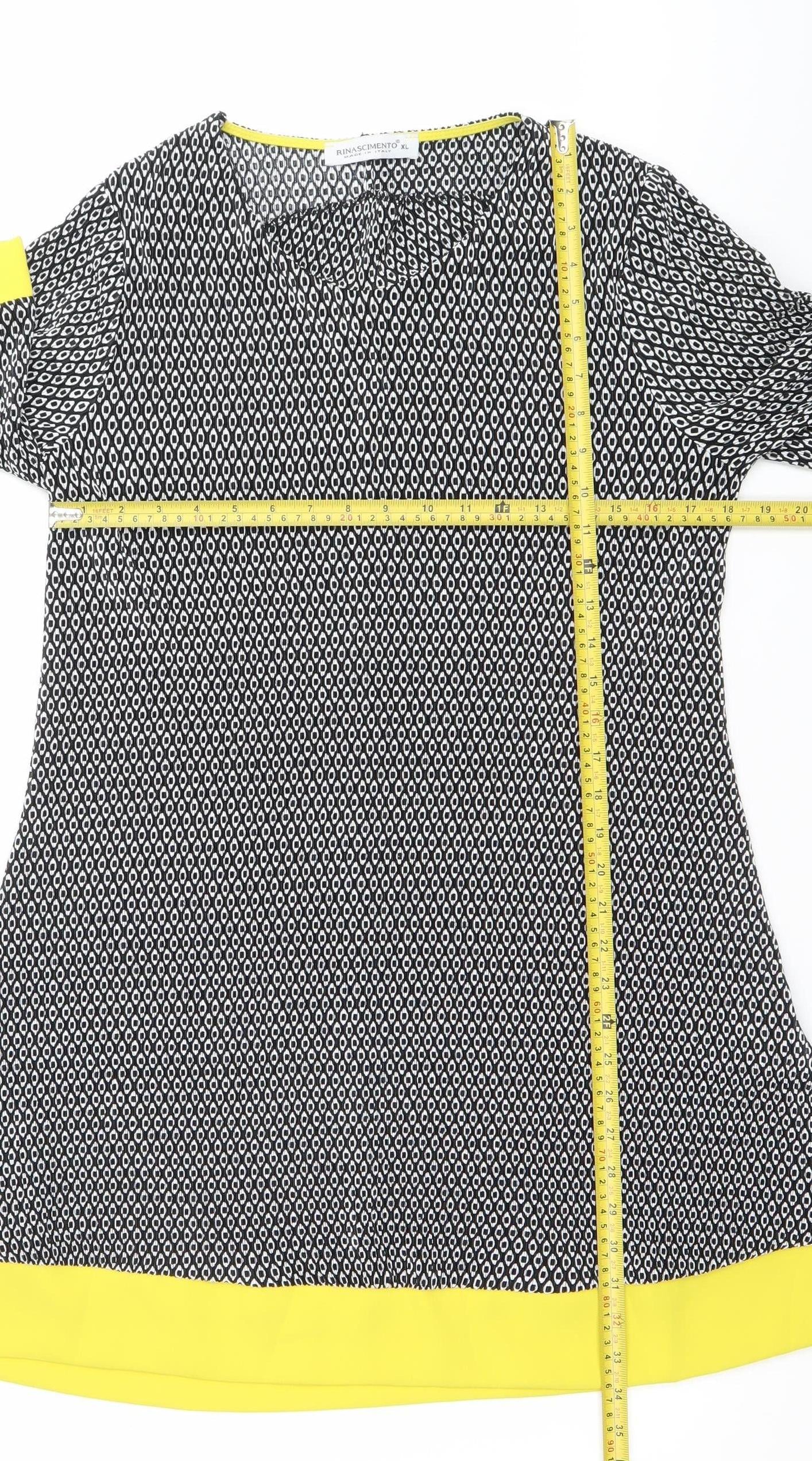 Rinascimento Women’s XL Black White Yellow Shift Dress