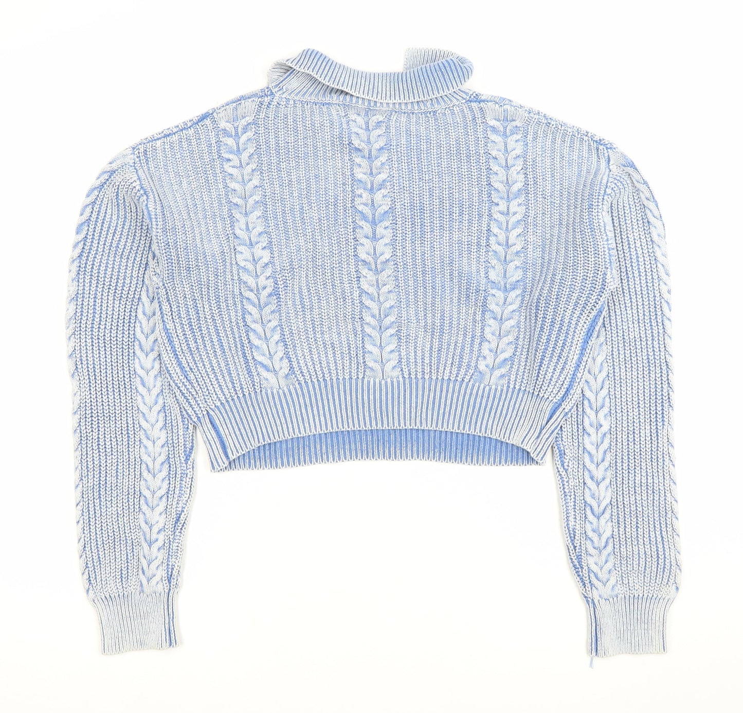 Cider Womens Blue XL Collared Henley Cable Knit Jumper
