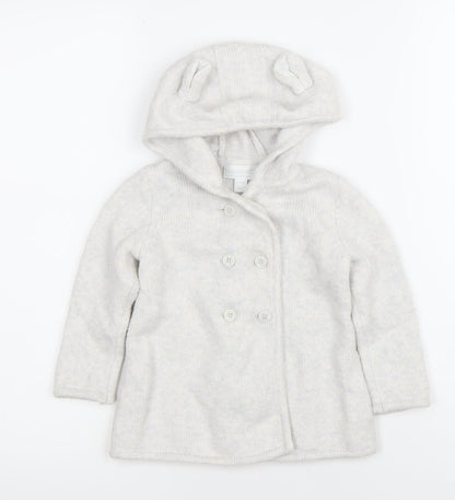 The Little White Company Unisex Baby Ivory Hooded Cardigan 12-18 Months