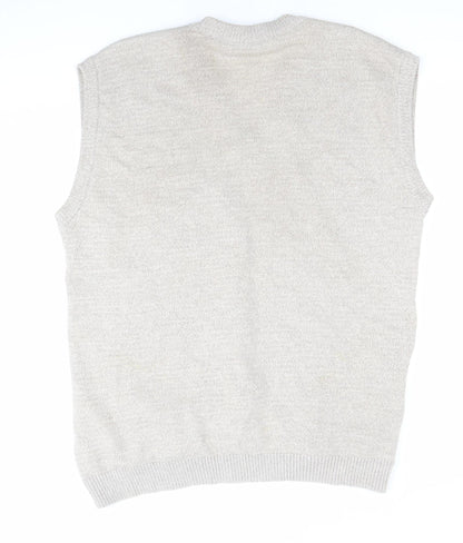 mai-ly Men’s Beige XL Sleeveless Knit Geometric Jumper Vest