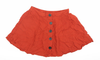 Forever 21 Women’s Red A-Line Button Skirt Size M Rayon