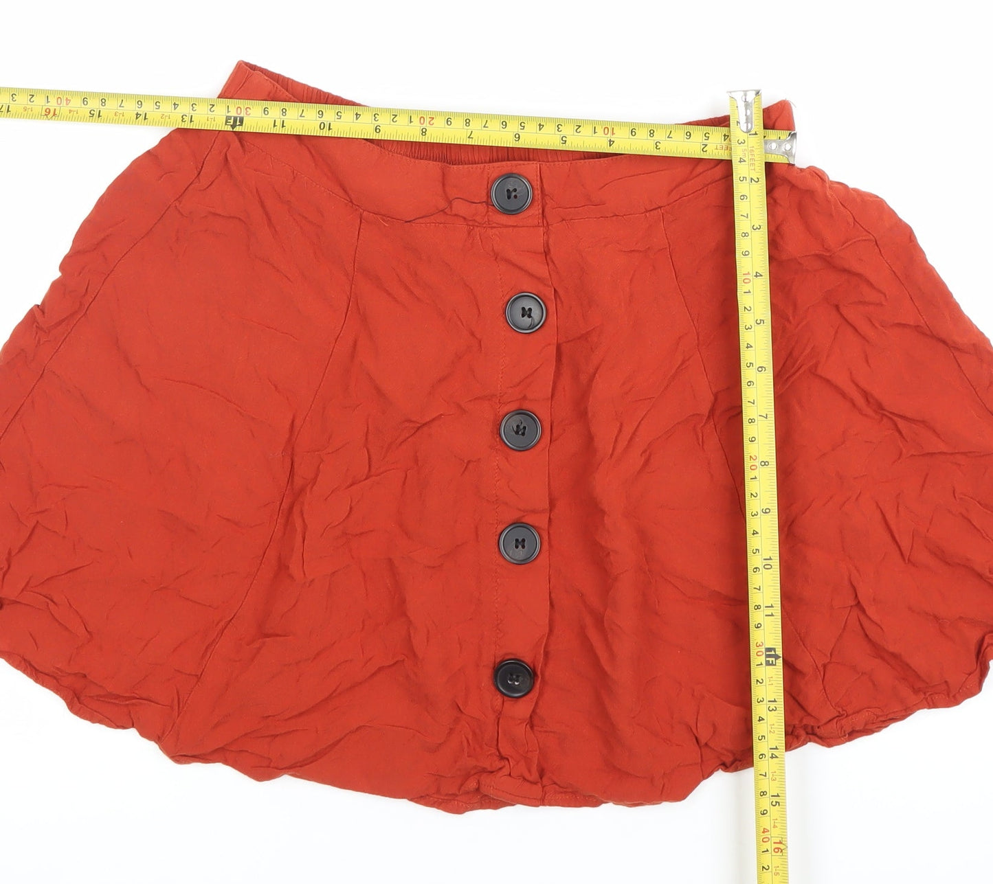 Forever 21 Women’s Red A-Line Button Skirt Size M Rayon